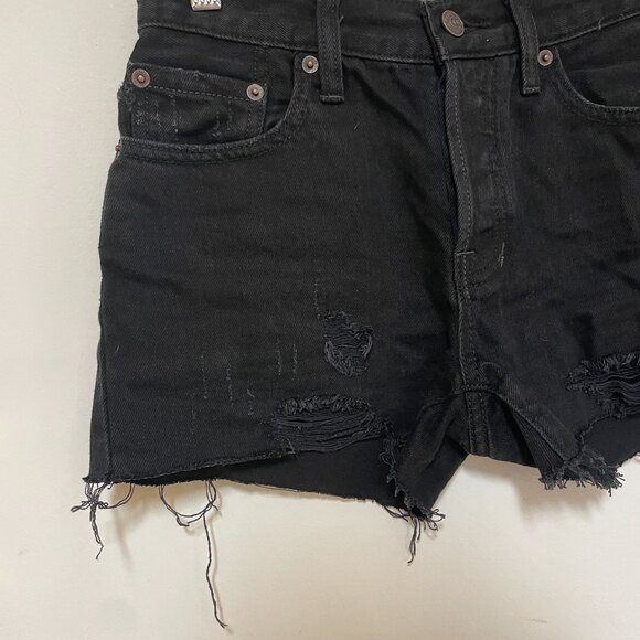 We The Free Denim Cut Off Mid Rise Shorts Black 25 - Picture 6 of 8